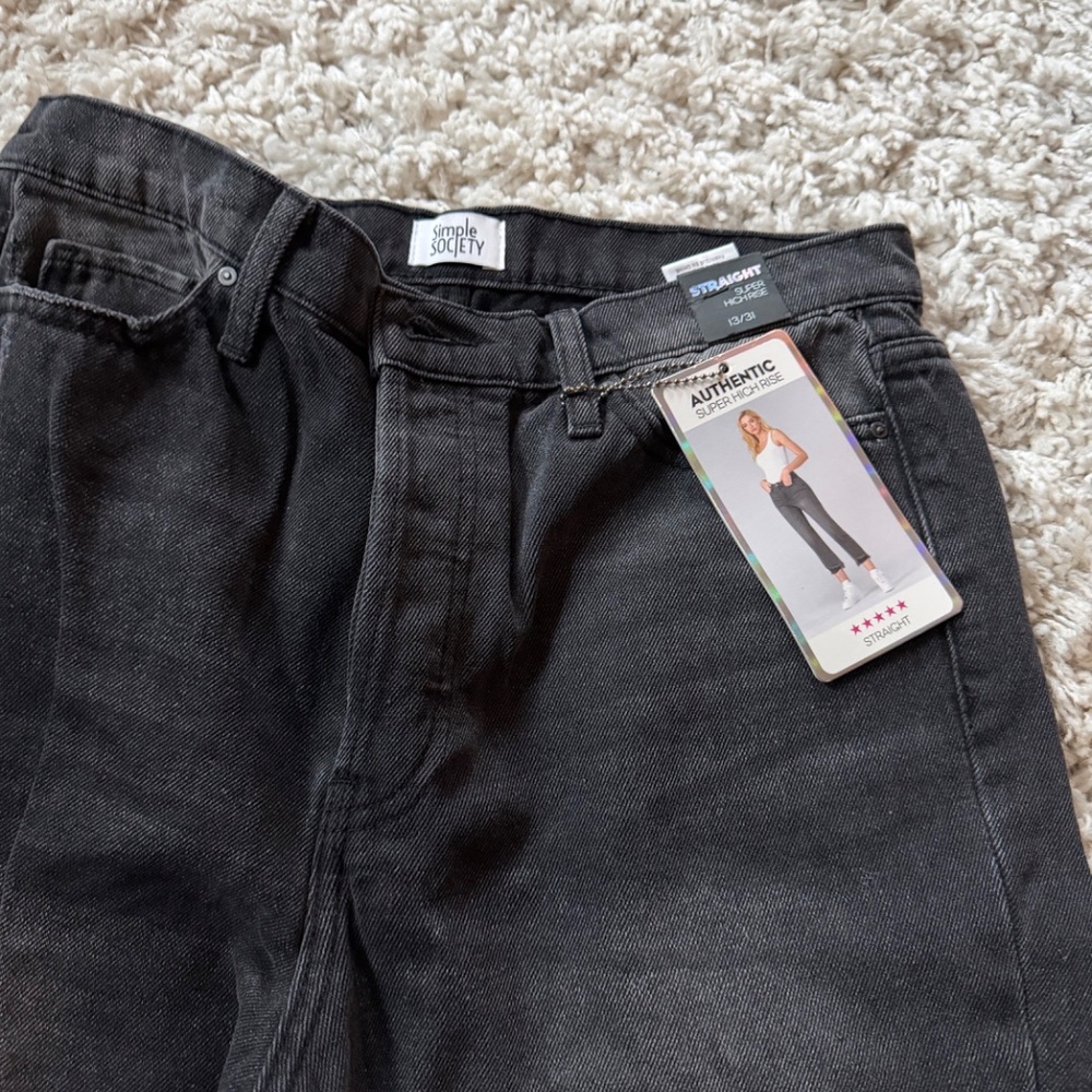 Classic Studio Y Charcoal NWT dark wash black denim high rise Women's Straight J - Picture 3 of 9